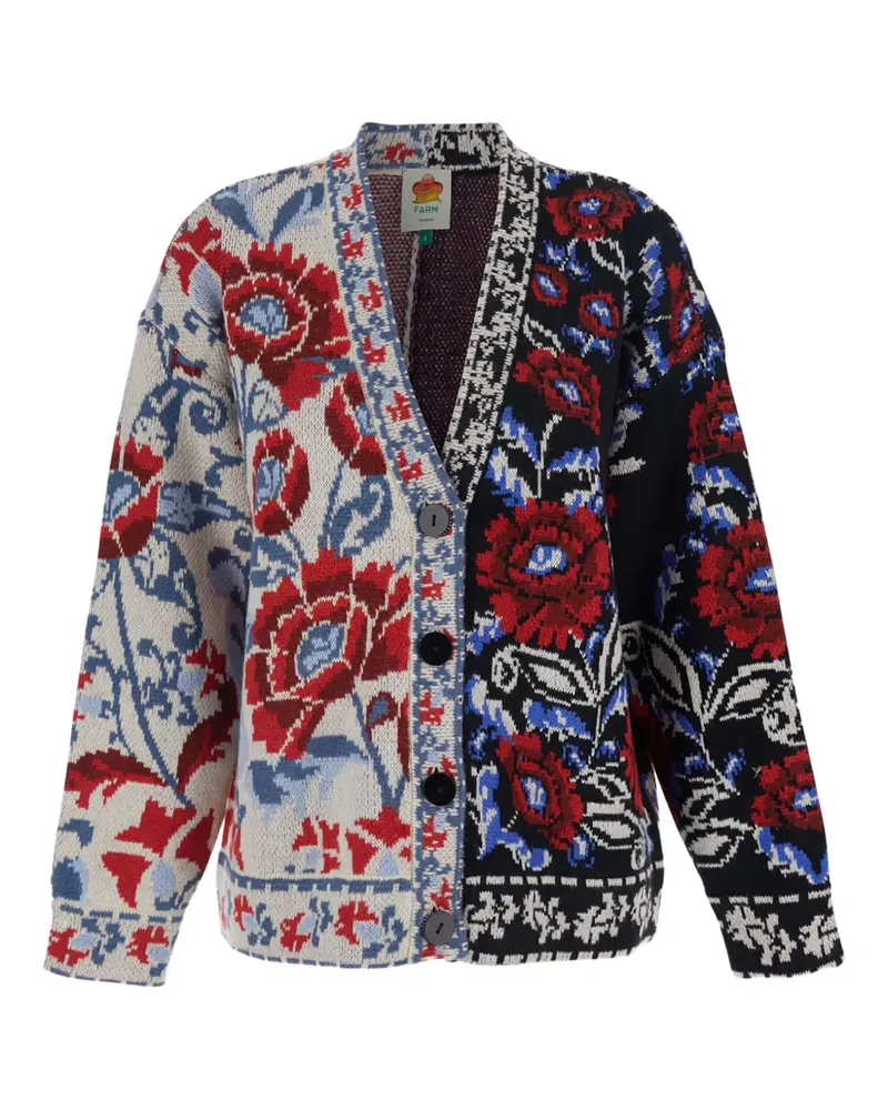 FARM Rio Mixed Valentina Cardigan mit Blumenknöpfen - Schwarz Schwarz