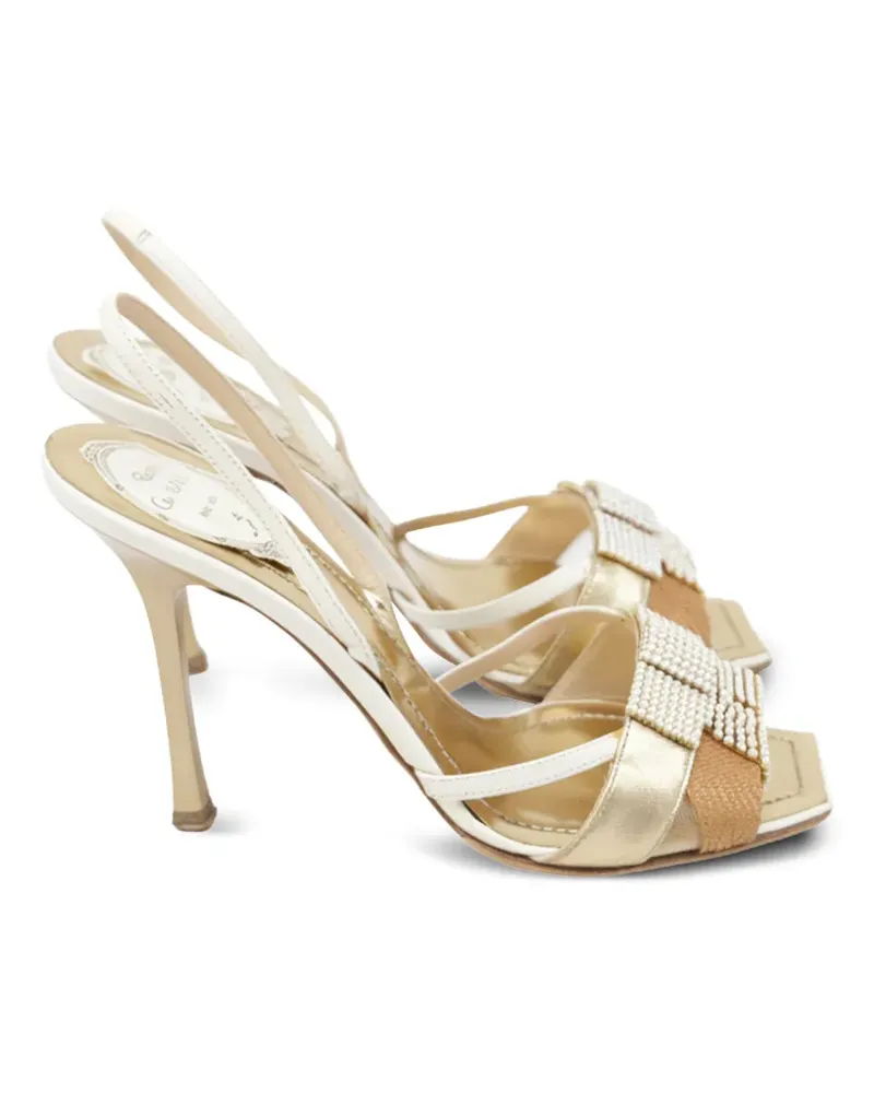 René Caovilla Verzierte Slingback-Sandalen - Gold Gold
