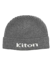 Kiton Beanie mit Logo Grau