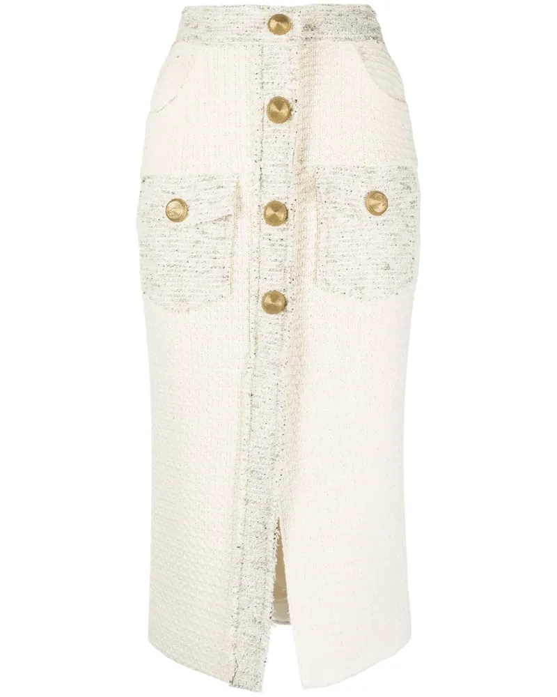 Balmain Tweed-Bleistiftrock - Nude Nude