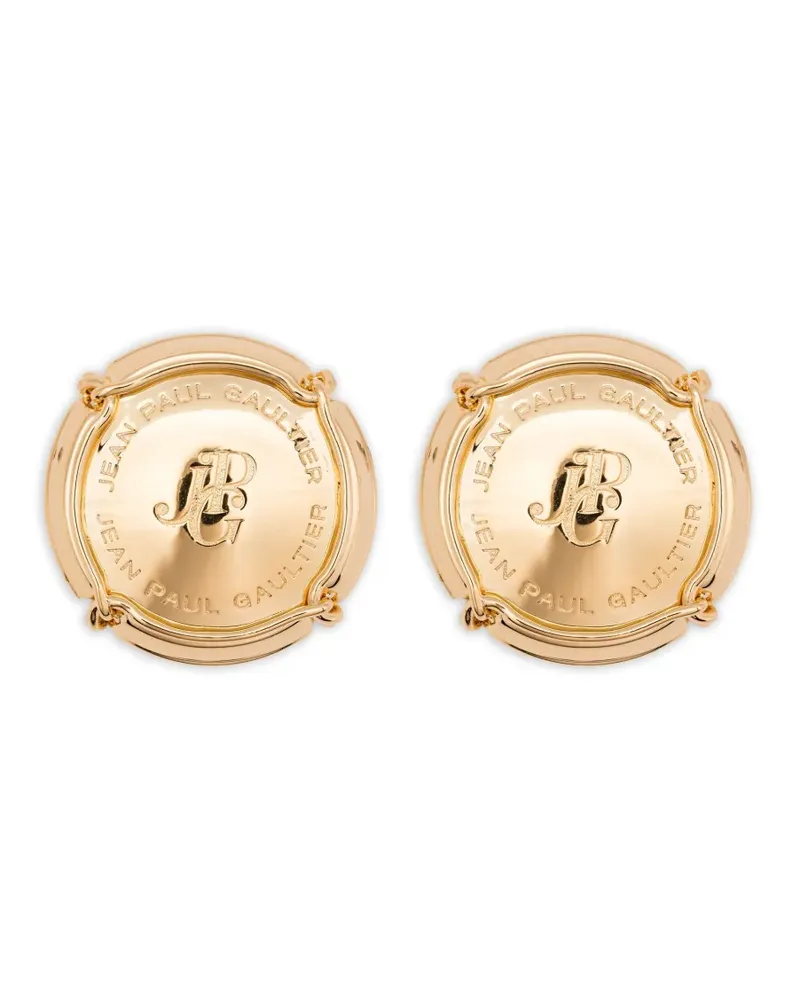 Jean Paul Gaultier Gravierte Ohrringe mit Logo - Gold Gold