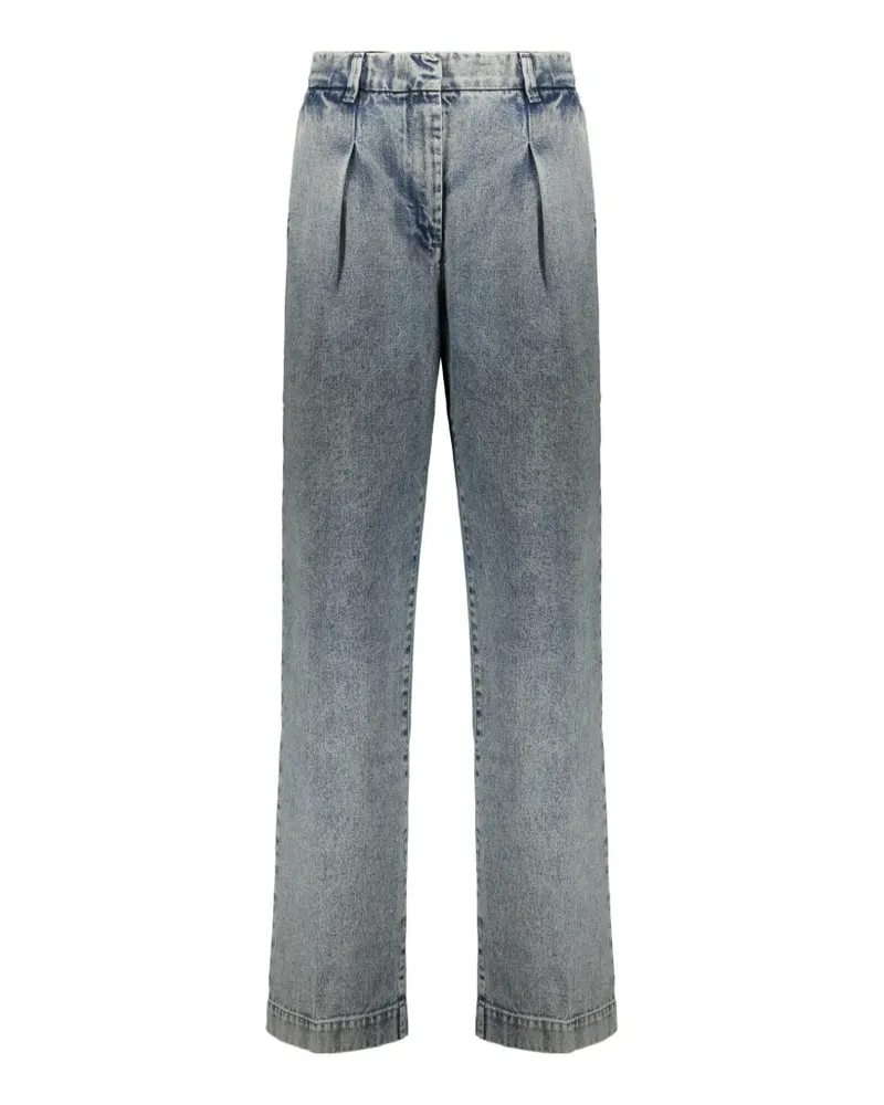 MOORER pleated-detail acid-wash jeans - Blau Blau