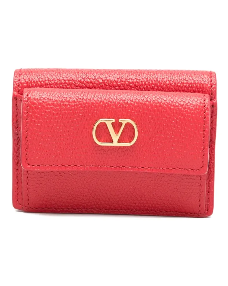Valentino Garavani V- logo pebble-grain logo wallet - Rot Rot
