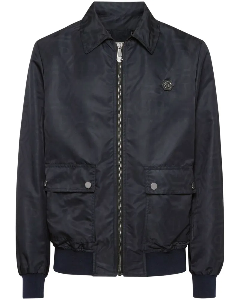 Philipp Plein Bomberjacke aus Monogramm-Jacquard - Blau Blau
