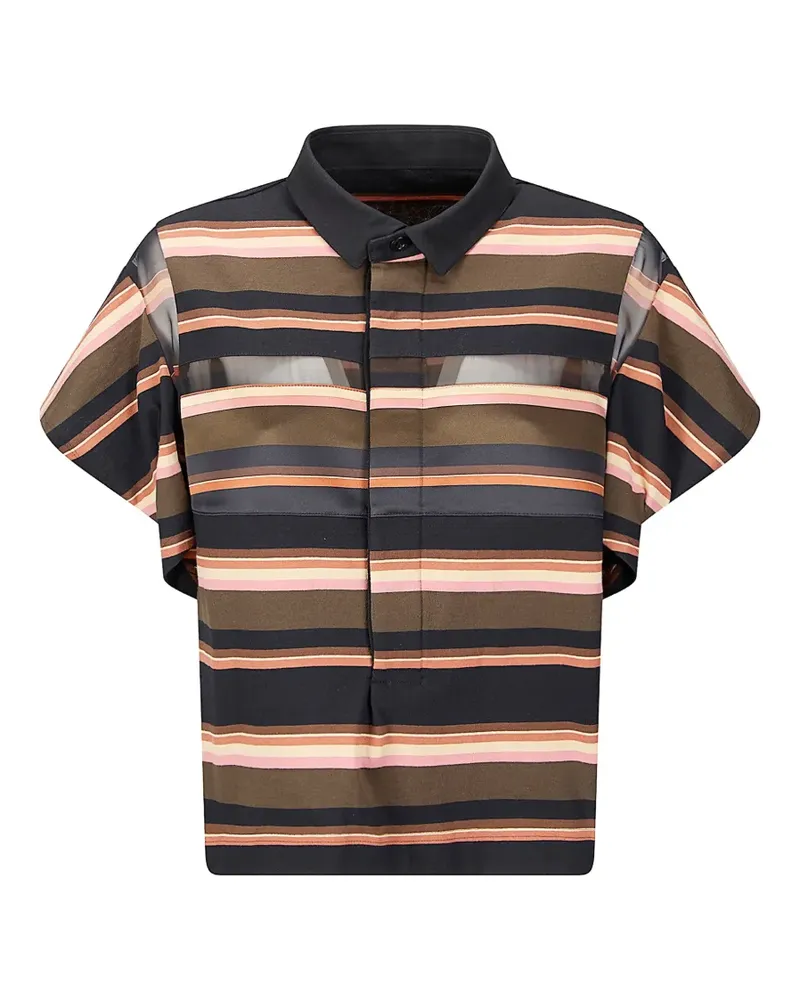 Sacai horizontal stripe polo shirt - Schwarz Schwarz