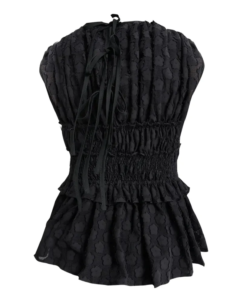 Cecilie Bahnsen shirred cloqué top - Schwarz Schwarz