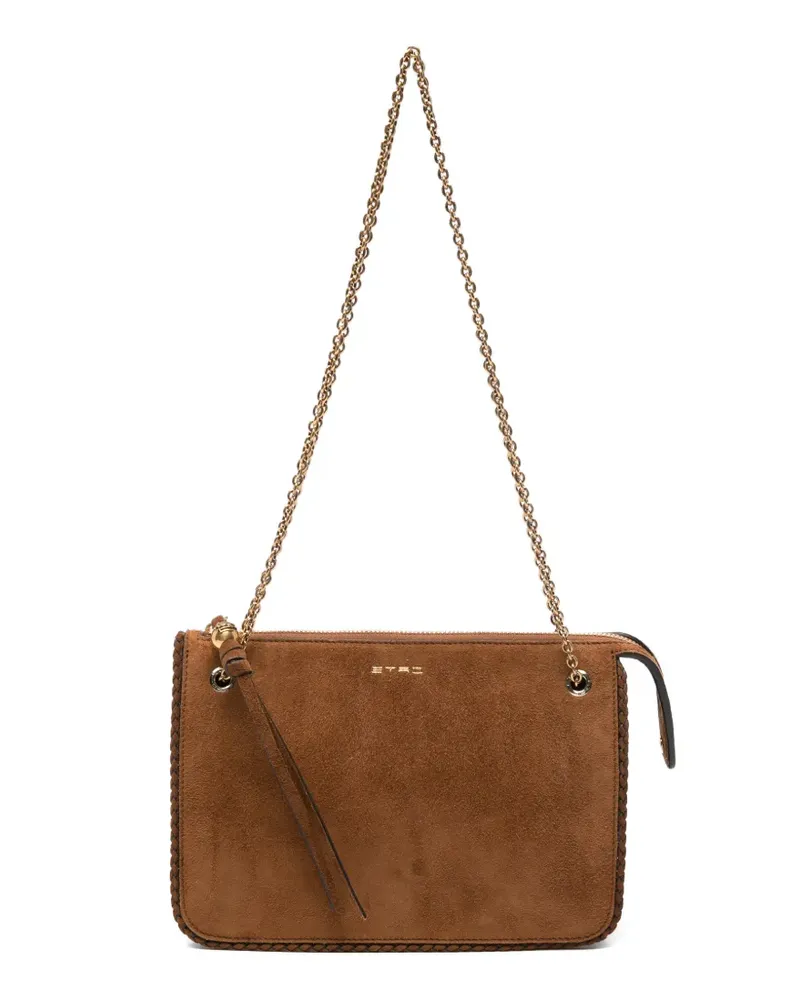 Etro logo-detail letaher shoulder bag - Braun Braun