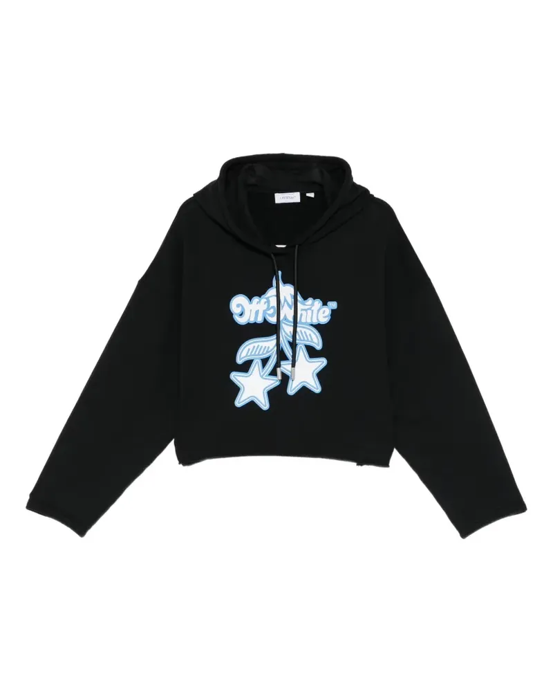 OFF-WHITE graphic-print cropped hoodie - Schwarz Schwarz