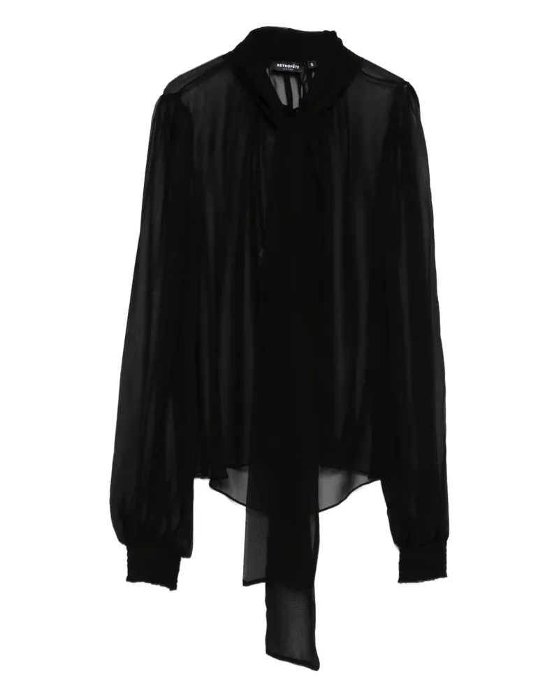 Retrofête tie long-sleeve top - Schwarz Schwarz