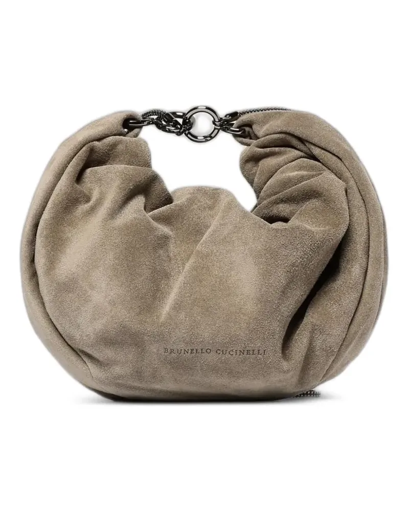 Brunello Cucinelli Lockere Clutch aus Wildleder - Nude Nude