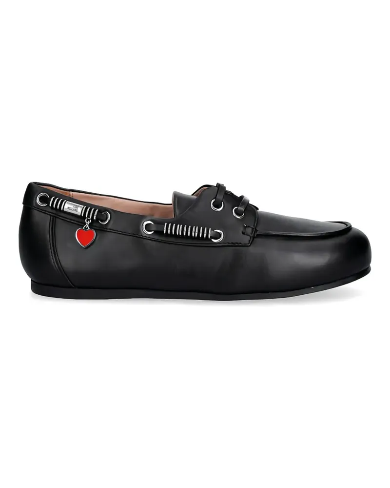 Moschino heart appliqué lace up loafers - Schwarz Schwarz