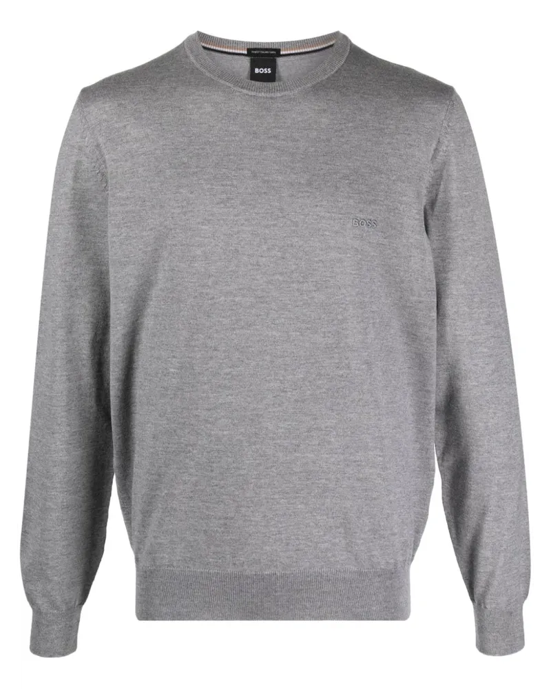 HUGO BOSS Fein gestrickter Pullover - Grau Grau