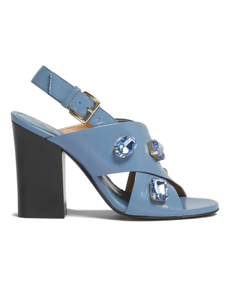 Marni criss-cross crystal leather sandals - Blau Blau