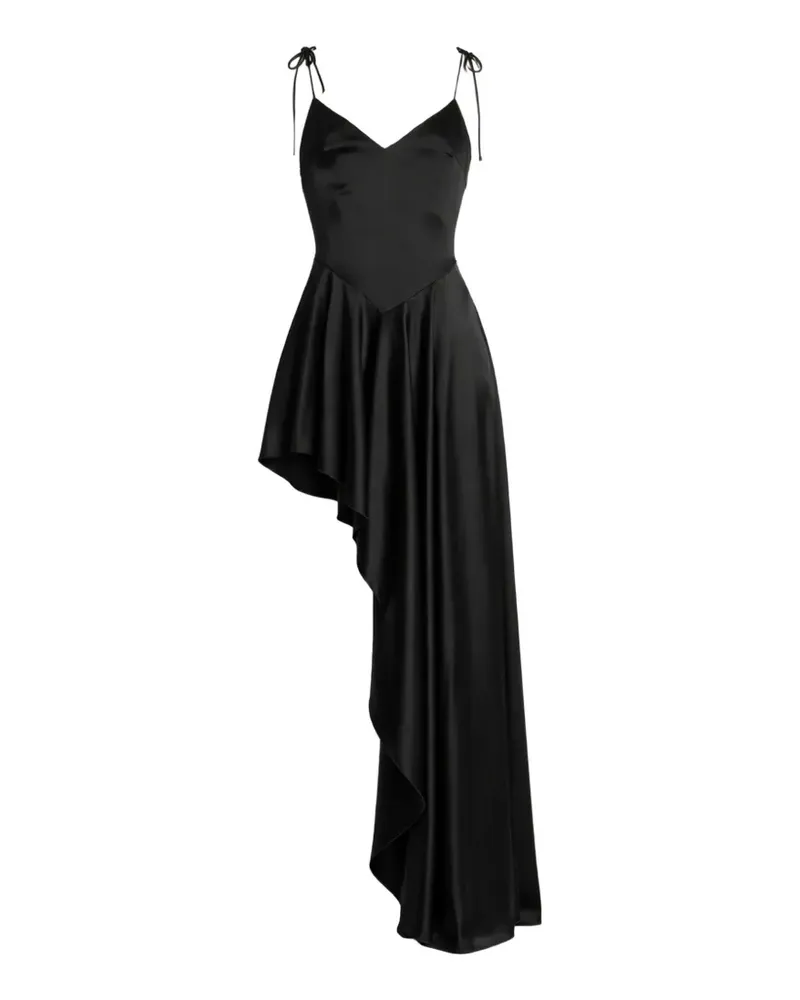David Koma asymmetric ruffled dress - Schwarz Schwarz