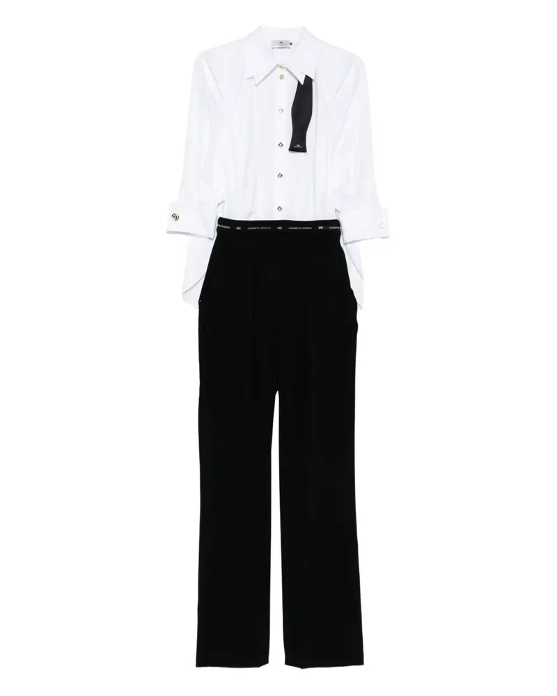 Elisabetta Franchi Seiden-Jumpsuit mit Schleifendetail - Weiß Weiß