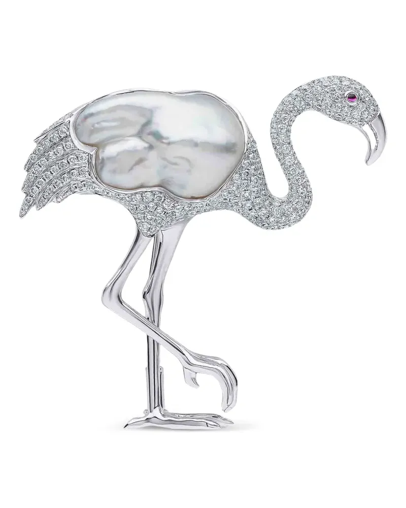 YOKO London South Sea pearl and diamond brooch - Silber Silber