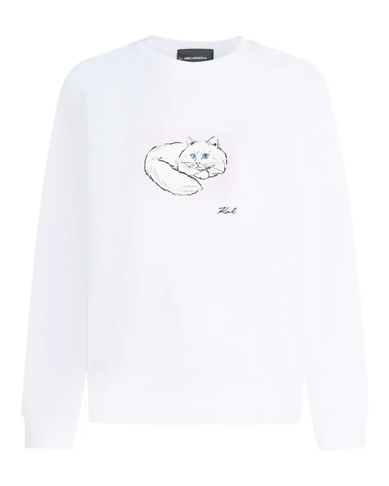 Karl Lagerfeld Sweatshirt mit Katzenporträt - Weiß Weiß