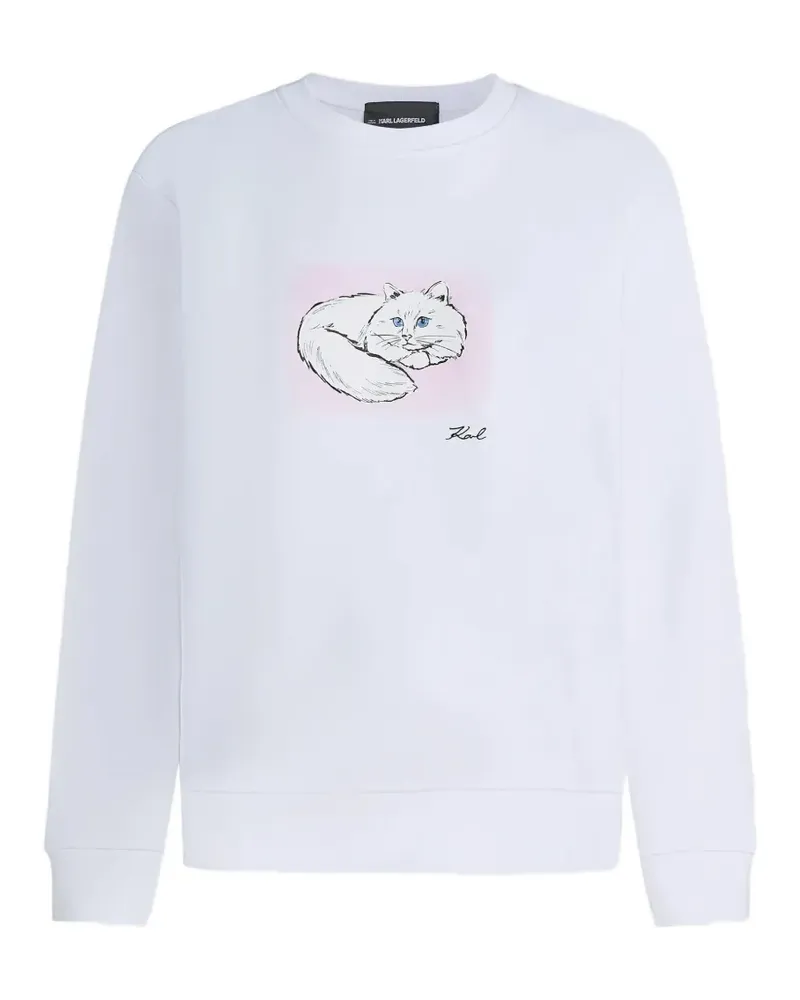 Karl Lagerfeld Sweatshirt mit Katzenporträt - Weiß Weiß