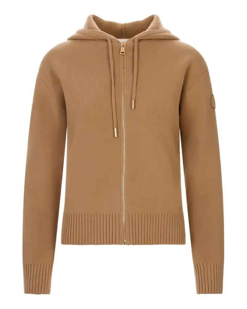 Moncler logo-patch drawstring-hood cardigan - Nude Nude