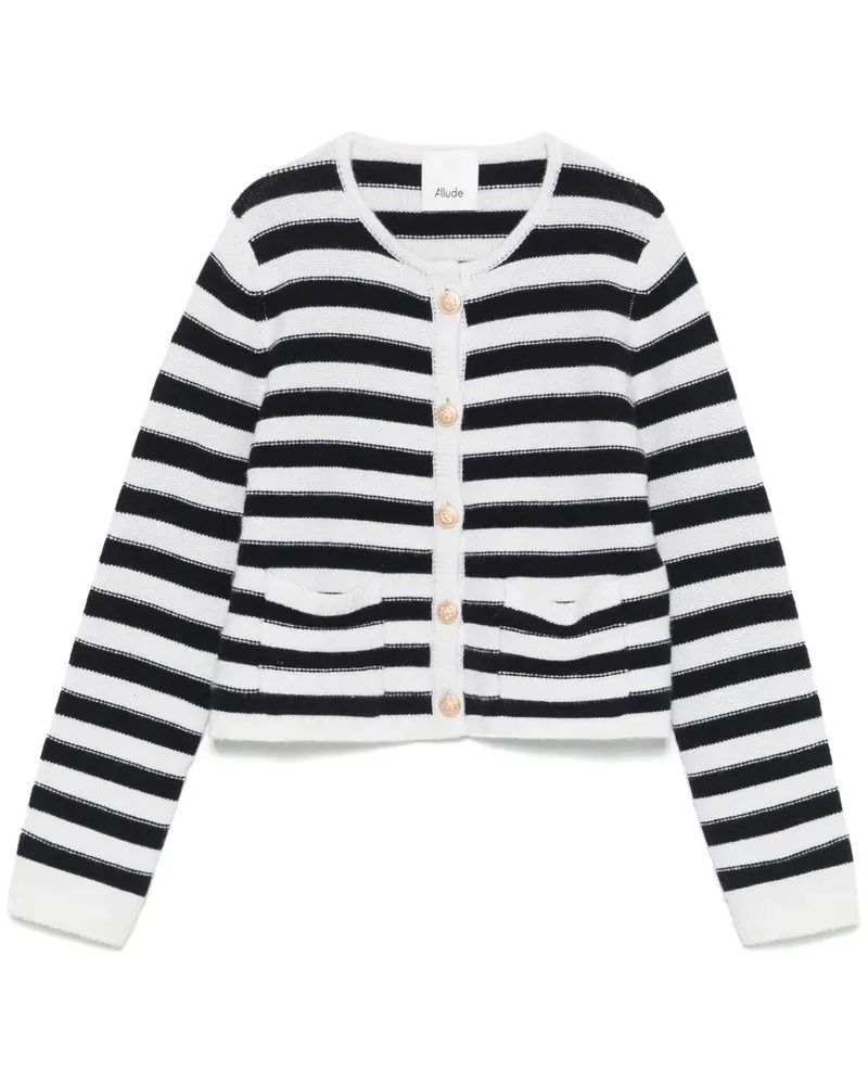 ALLUDE Gestreifter Cardigan - Weiß Weiß