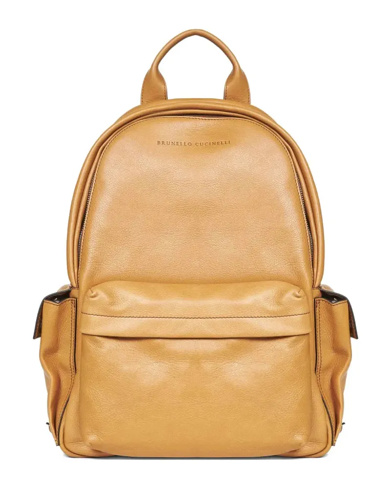 Brunello Cucinelli zip-fastening leather backpack - Nude Nude