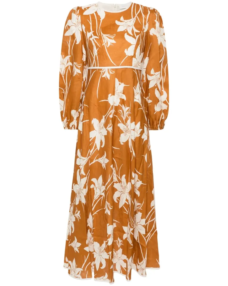 Zimmermann Acadian Maxikleid mit Blumen-Print - Orange Orange