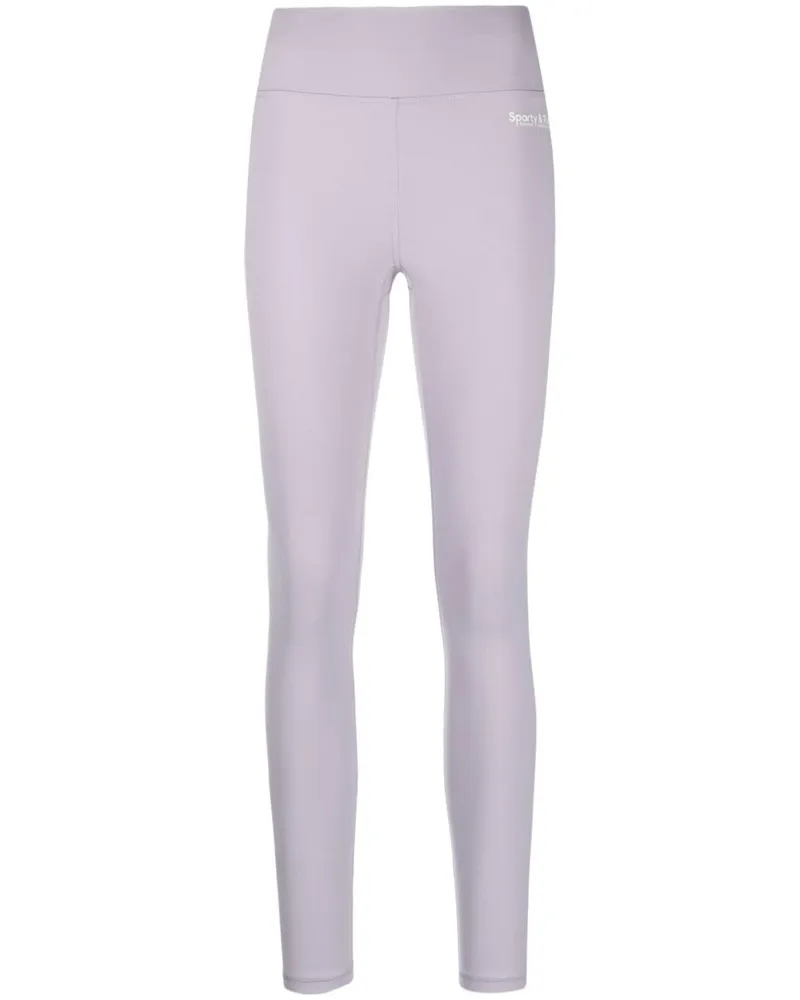 SPORTY & RICH High-Waist-Leggings mit Logo-Print - Violett Violett