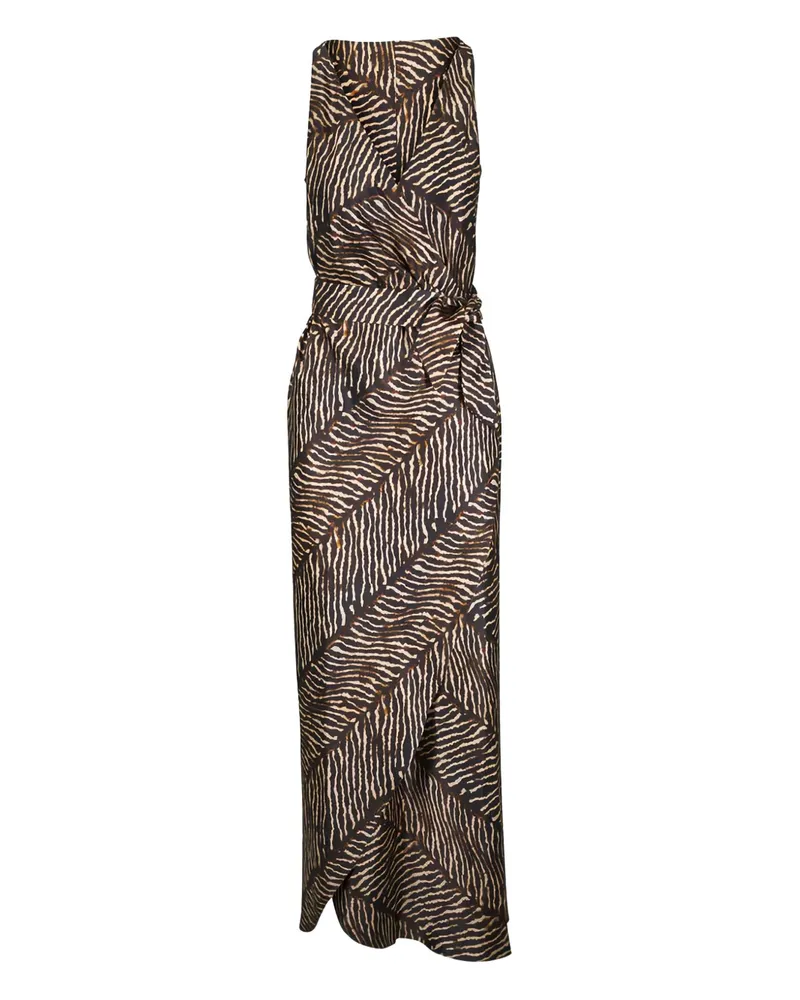 Peter Cohen V-neck print midi dress - Braun Braun