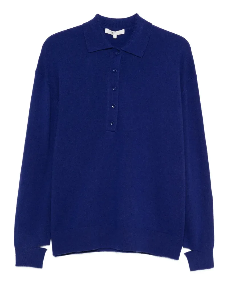 tibi Poloshirt mit Knopfdetail - Blau Blau
