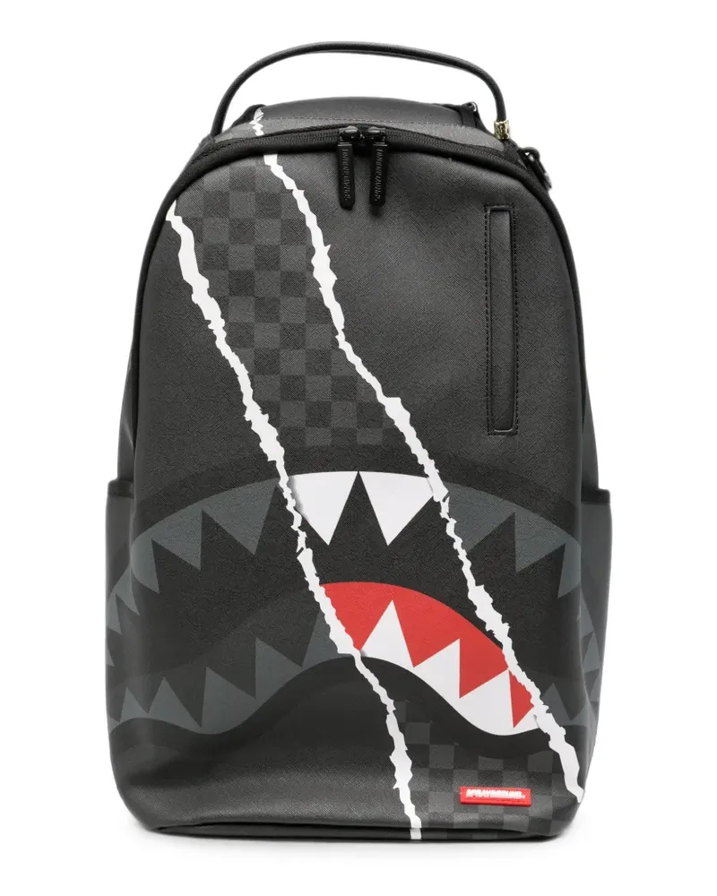 Sprayground Karierter Rucksack mit Hai-Print - Grau Grau