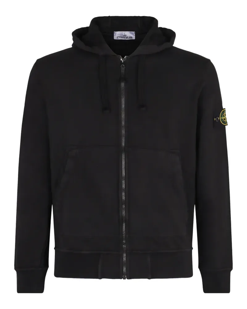 Stone Island Kapuzenjacke mit Logo-Patch - Schwarz Schwarz