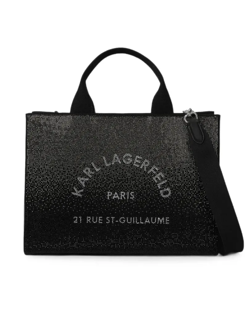 Karl Lagerfeld medium Rue St-Guillaume square rhinestone tote bag - Schwarz Schwarz