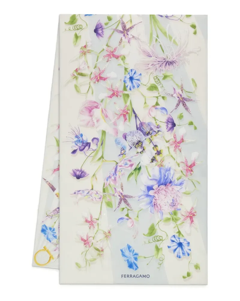 Ferragamo Seidenschal mit Gaia-Print - Blau Blau