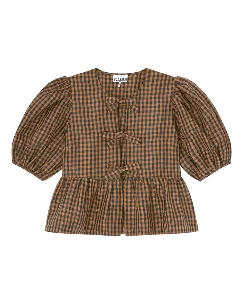 Ganni Oberteil mit Vichy-Karo - Braun Braun
