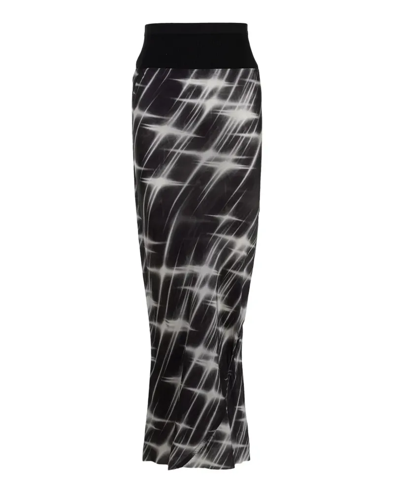 Rick Owens graphic-print panelled maxi skirt - Schwarz Schwarz