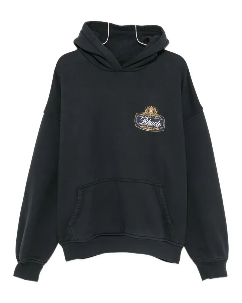 RHUDE logo-print cotton hoodie - Schwarz Schwarz