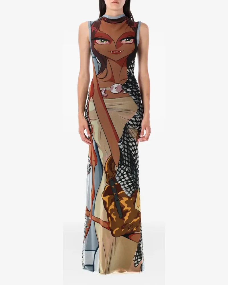OTTOLINGER Mesh-Maxikleid mit Manga-Print - Braun Braun