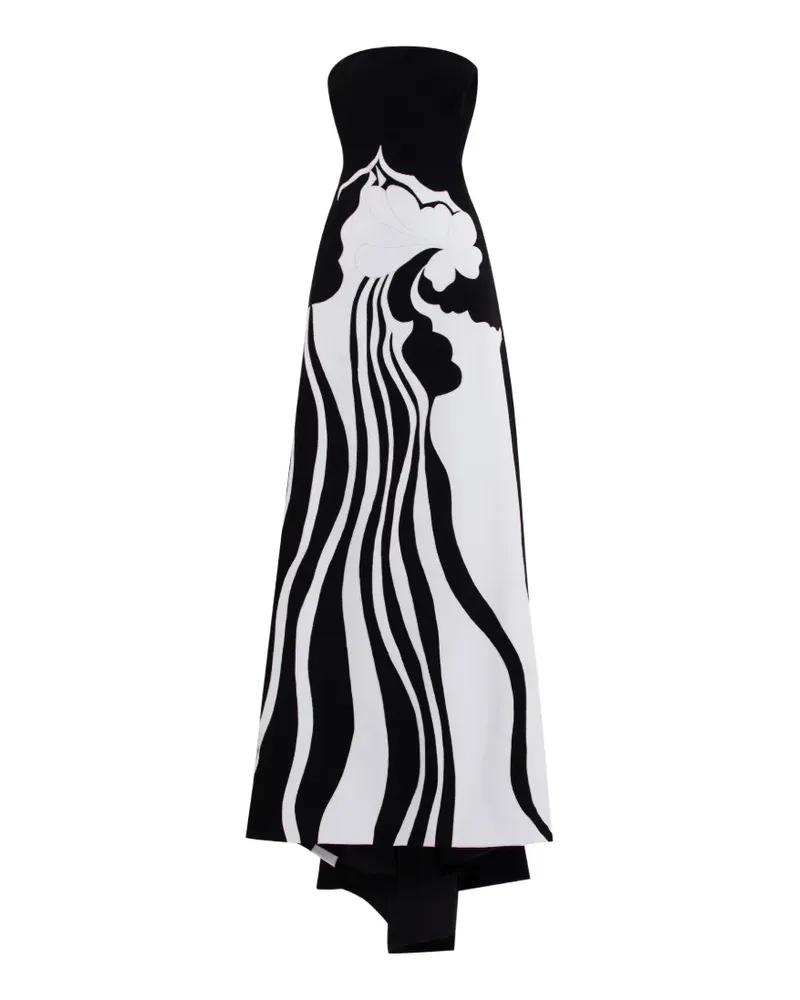 Saiid Kobeisy Schulterfreies Krepp-Maxikleid mit Stickerei - Schwarz Schwarz