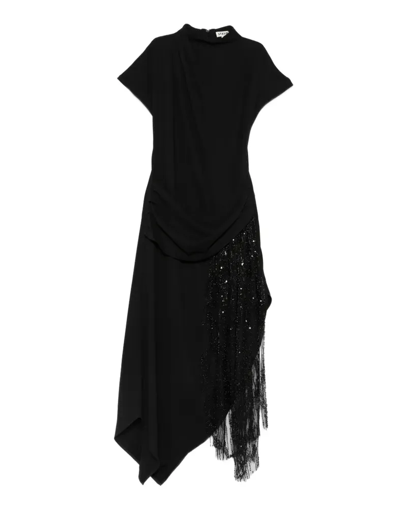 STAUD Effie Maxikleid mit Pailletten und Fransen - Schwarz Schwarz
