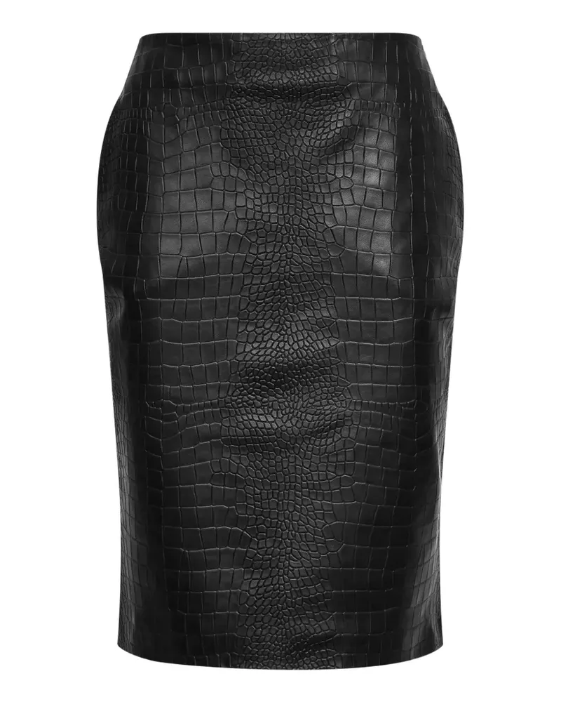 Alex Perry crocodile-embossed leather midi skirt - Schwarz Schwarz