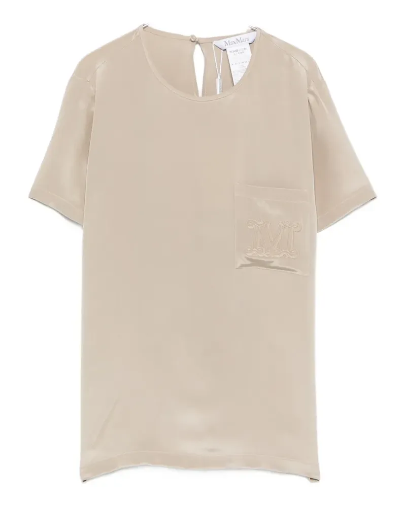 Max Mara monogram-embroidered T-shirt - Nude Nude