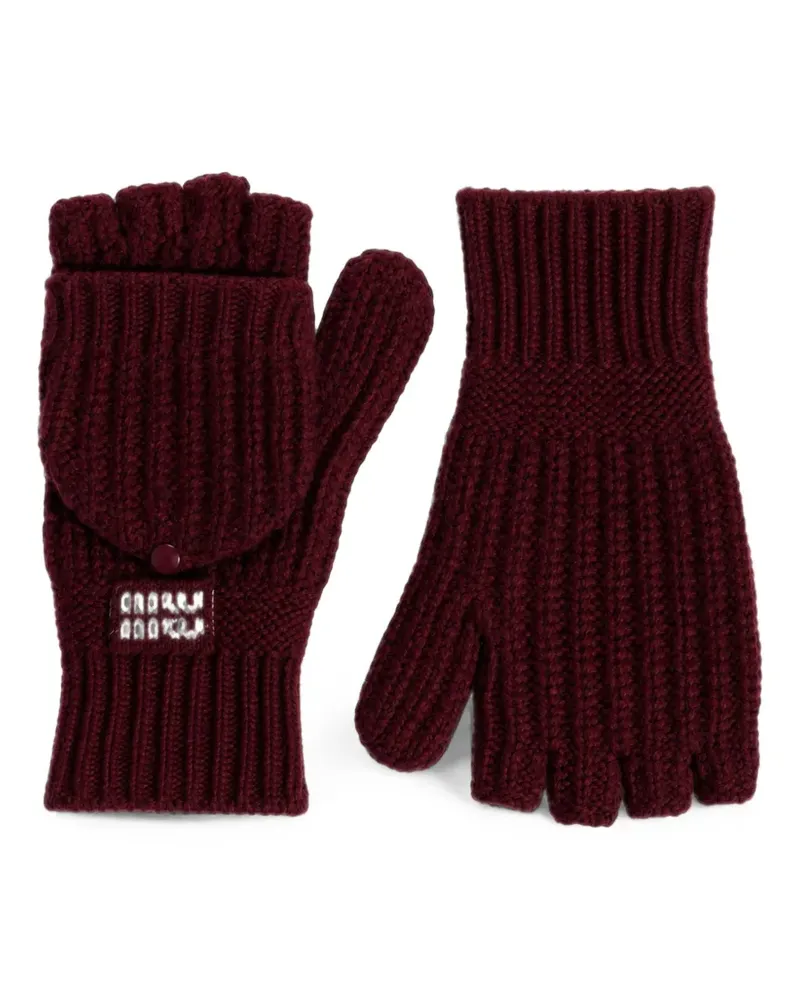 Miu Miu Fingerlose Handschuhe aus Wolle und Kaschmir - Rot Rot