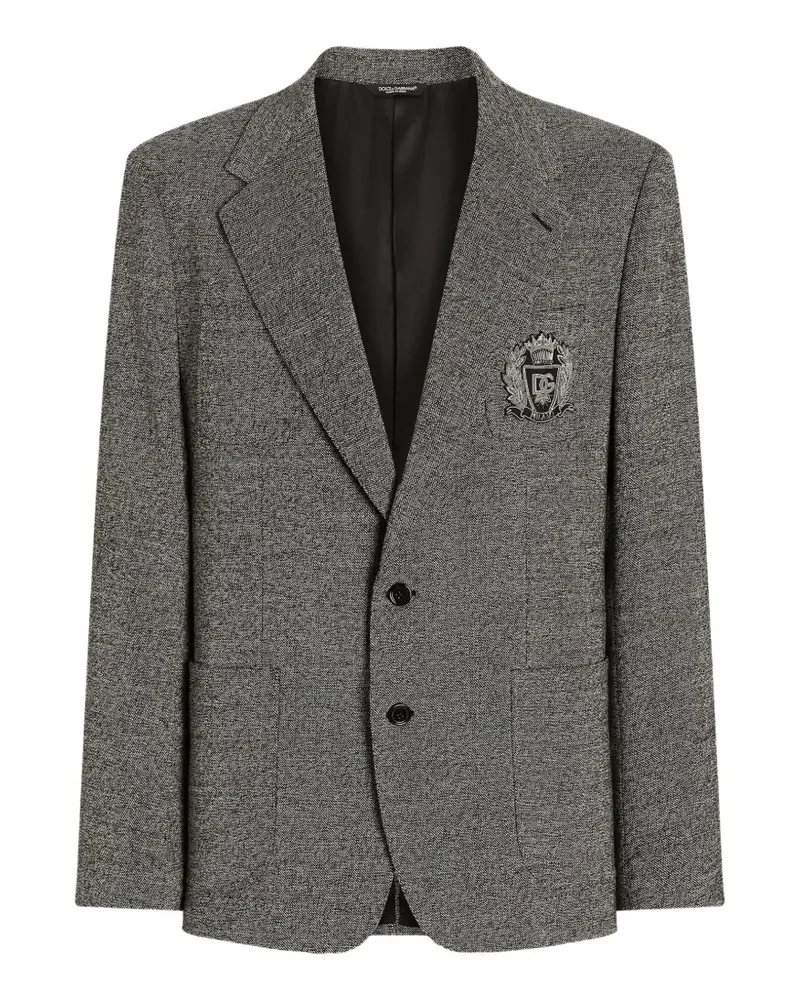 Dolce & Gabbana Einreihige Portofino Jacke aus Vogelaugenwolle - Grau Grau