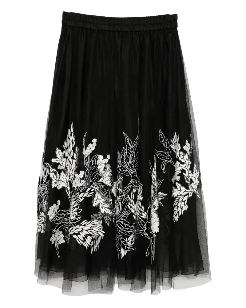 Biyan floral-embroidered skirt - Schwarz Schwarz