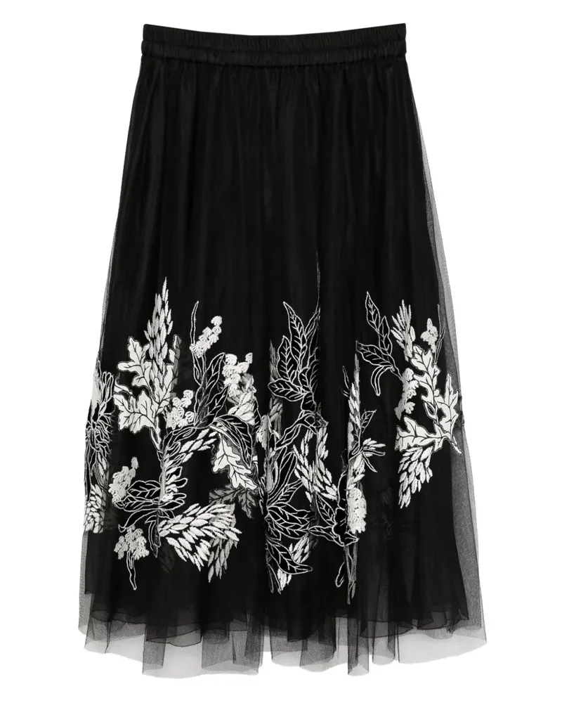 Biyan Rock mit Blumenstickerei - Schwarz Schwarz