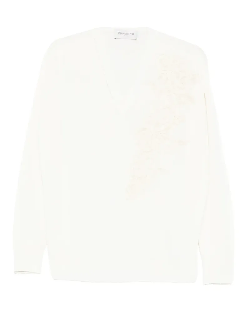 Ermanno Scervino appliqué V-neck sweater - Weiß Weiß