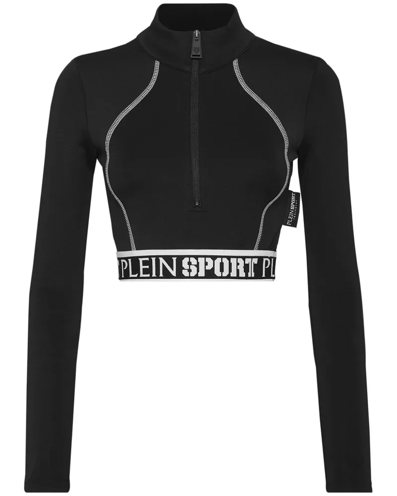 Philipp Plein Cropped-Top mit Logo-Bund - Schwarz Schwarz