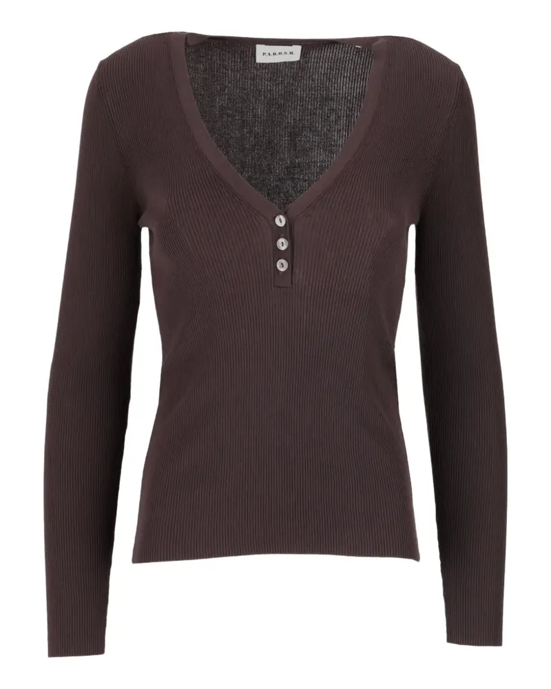 P.A.R.O.S.H. P.A.R.O H. Cipria V-neck T-shirt - Braun Braun