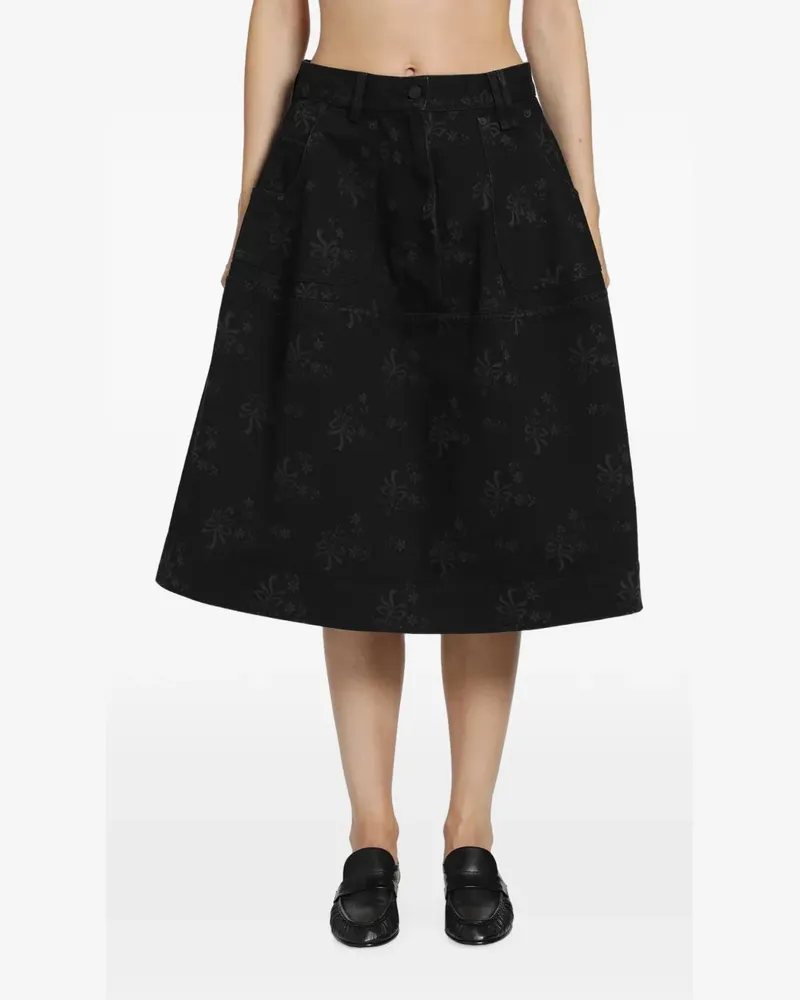 Simone Rocha bow-embroidered utility midi skirt - Schwarz Schwarz