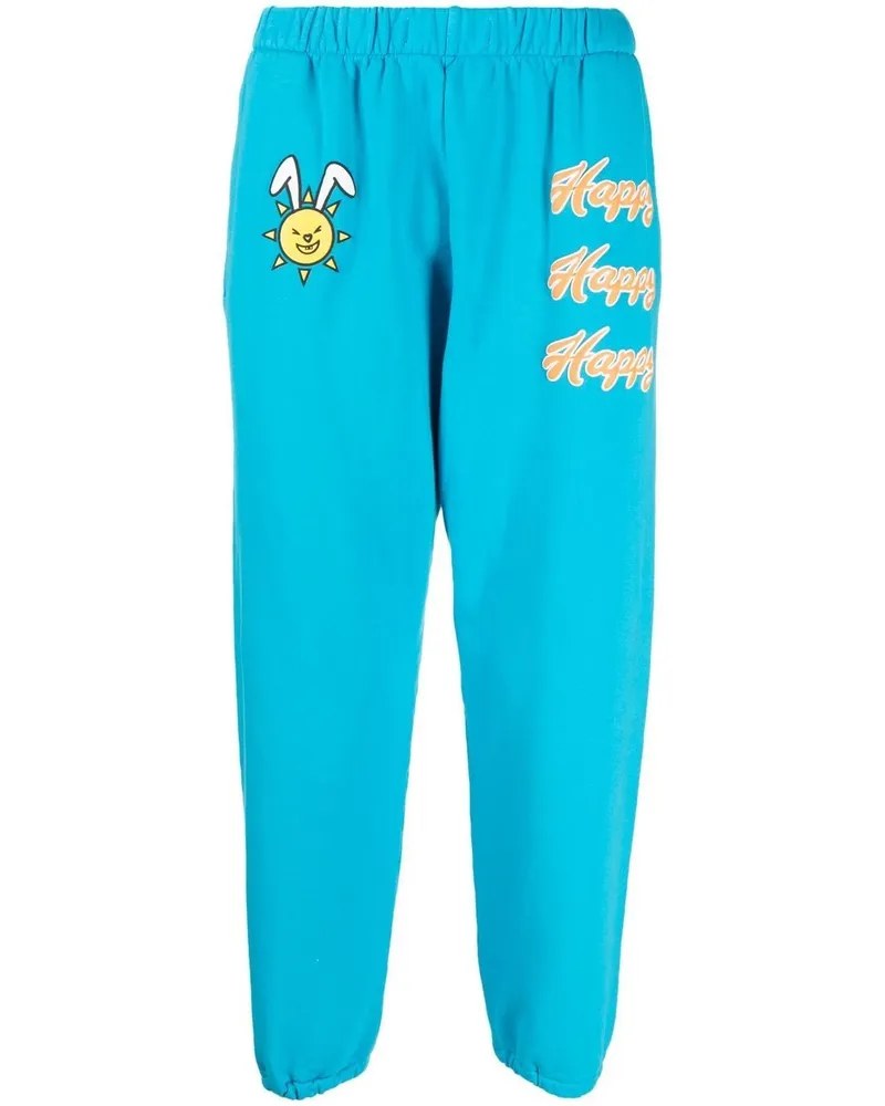 Natasha Zinko Jogginghose mit "Happy"-Print - Blau Blau